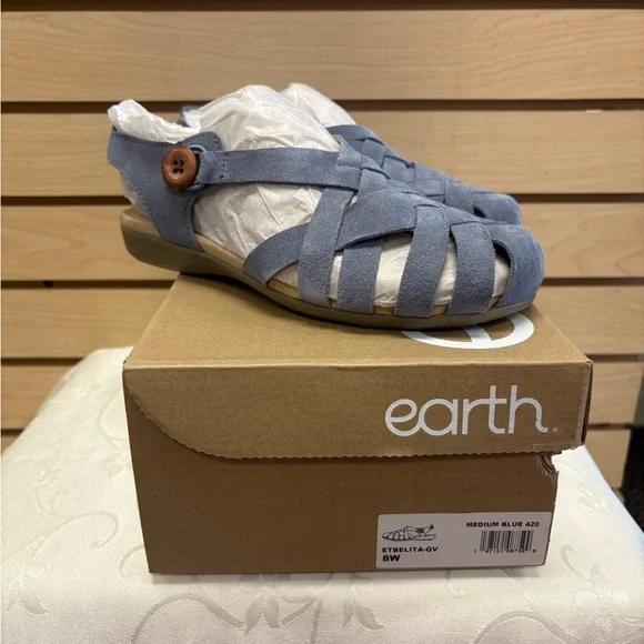 Earth Suede Blue Sandals - Picture 2 of 5